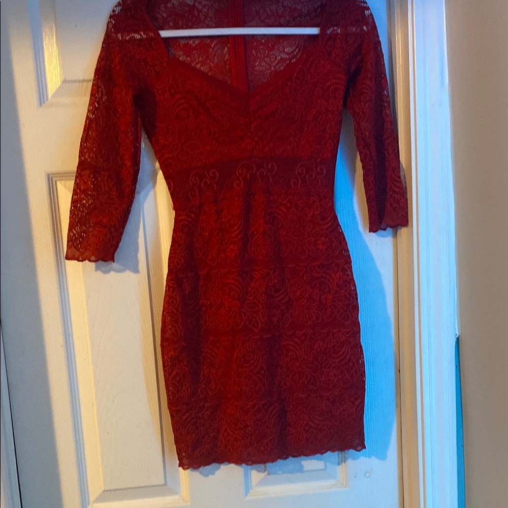 Guess Red V-neck Sheath Mini Dress
